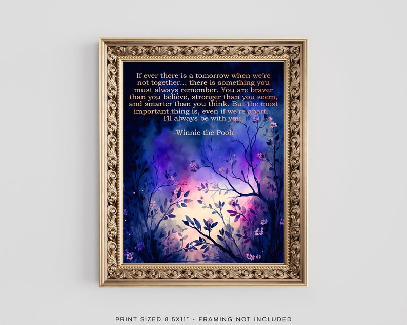 Winnie the Pooh Quote - You Are Braver Than You Believe - Gold Foil Print - 8.5x11 inches