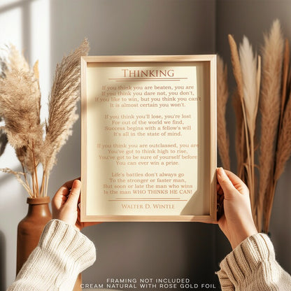Thinking by Walter D Wintle Poem - Graduation Gift - Famous Literature Poster - Inspirational Quote Gold Foil Print - Motivational Poem