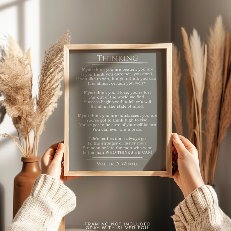 Thinking by Walter D Wintle Poem - Graduation Gift - Famous Literature Poster - Inspirational Quote Gold Foil Print - Motivational Poem