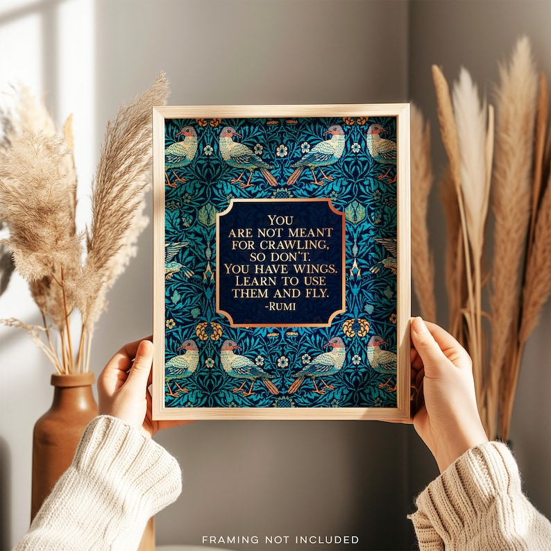 Rumi Quote Print - Gold Foil Print - Rumi Inspirational Quote - William Morris Art - Graduation Gift