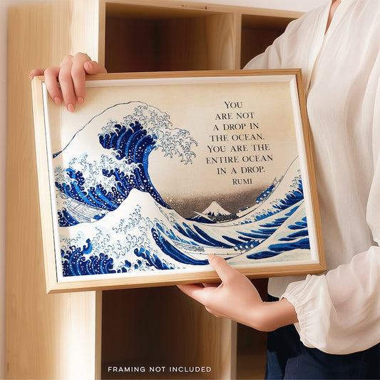 Rumi Quote - You are not a drop in the ocean - Rumi Poetry Art - Great Wave off Kanagawa - Katsushika Hokusai Art