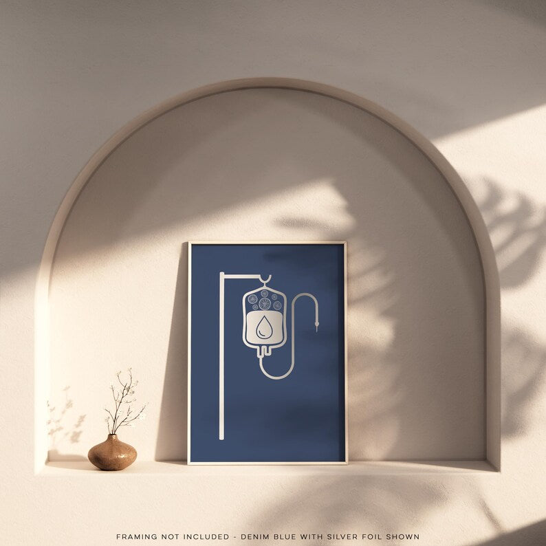Gold Foil IV Therapy Bag Print: Minimalist Clinic Decor
