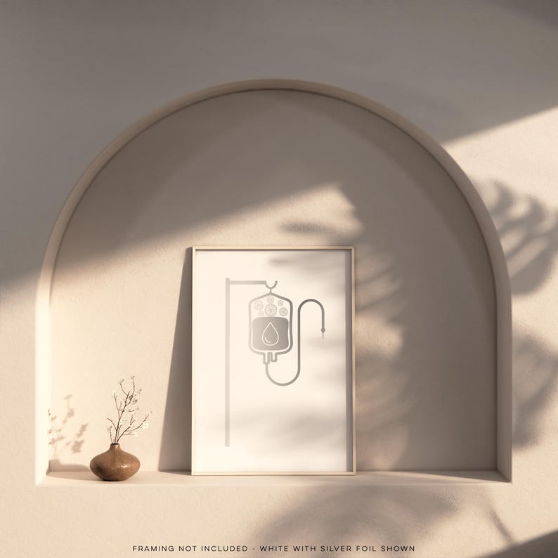 Gold Foil IV Therapy Bag Print: Minimalist Clinic Decor