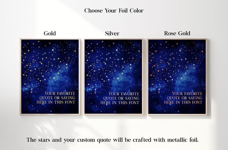 Custom Quote Gold Foil Print: Starry Night Wall Art (8.5x11 inches)