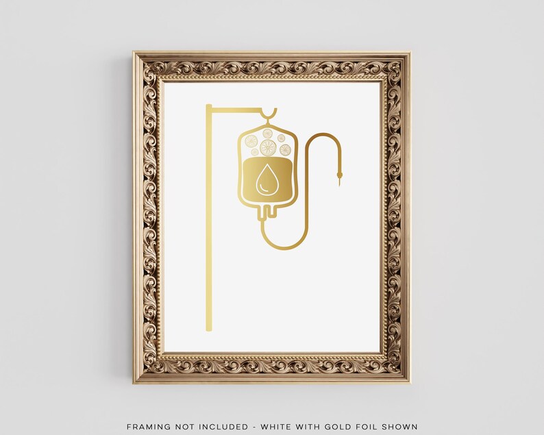 Gold Foil IV Therapy Bag Print: Minimalist Clinic Decor