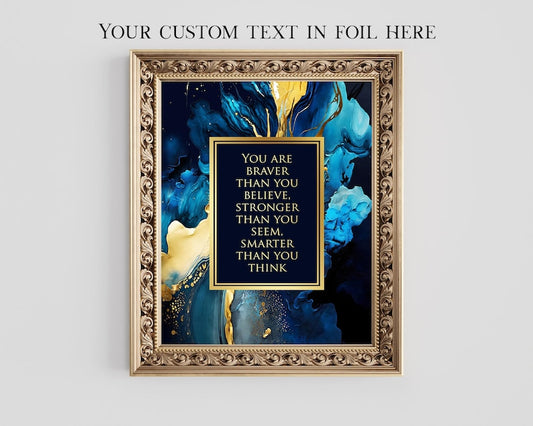 Custom Quote Gold Foil Print: Personalized Wall Art