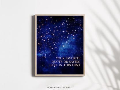 Custom Quote Gold Foil Print: Starry Night Wall Art (8.5x11 inches)