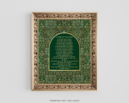 Charles Dickens 'A Tale of Two Cities' Gold Foil Print: William Morris Flower Garden