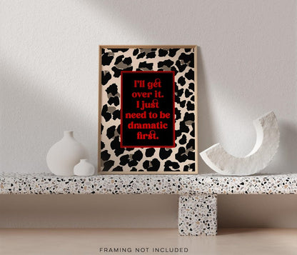 Funny Anxiety Gold Foil Print: Leopard Print Sarcastic Wall Art