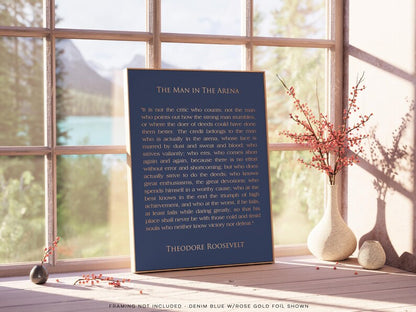 The Man in the Arena Gold Foil Print: Theodore Roosevelt Quote
