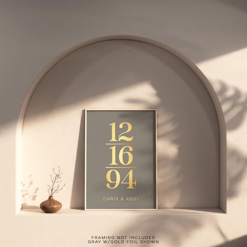 Personalized Gold Foil Date Print: Anniversary, Wedding, Birth