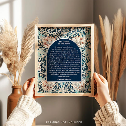 The Woman in the Arena, Gold Foil Print, Theodore Roosevelt Speech, William Morris Art, Daring Greatly, Office Decor for Women