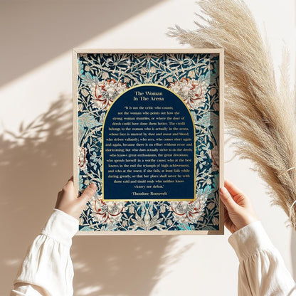 The Woman in the Arena, Gold Foil Print, Theodore Roosevelt Speech, William Morris Art, Daring Greatly, Office Decor for Women