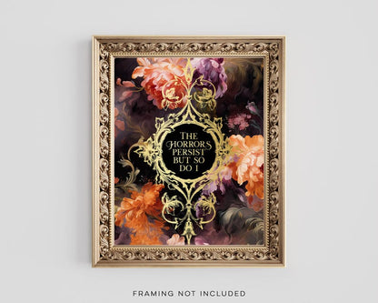 Gold Foil Floral Print: Gothic Rococo Art - "The Horrors Persist"