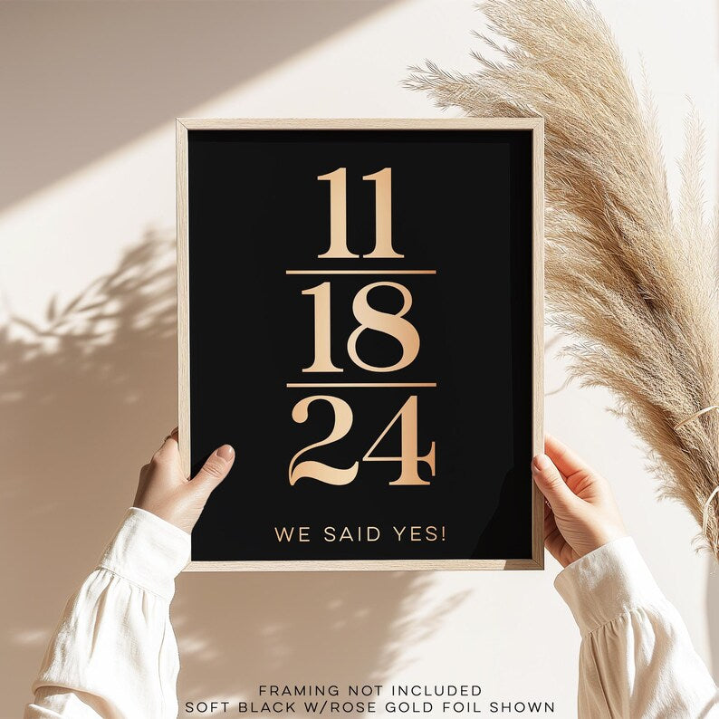 Personalized Gold Foil Date Print: Anniversary, Wedding, Birth