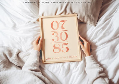 Personalized Gold Foil Date Print: Anniversary, Wedding, Birth