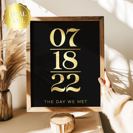 Personalized Gold Foil Date Print: Anniversary, Wedding, Birth