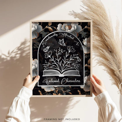Gold Foil Fictional Characters Print: Gothic Floral Wall Art