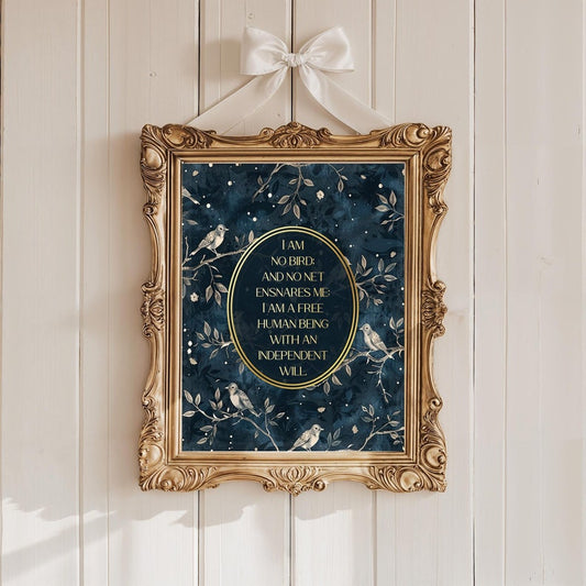 Jane Eyre Quote Gold Foil Print: Literary Cottagecore Decor