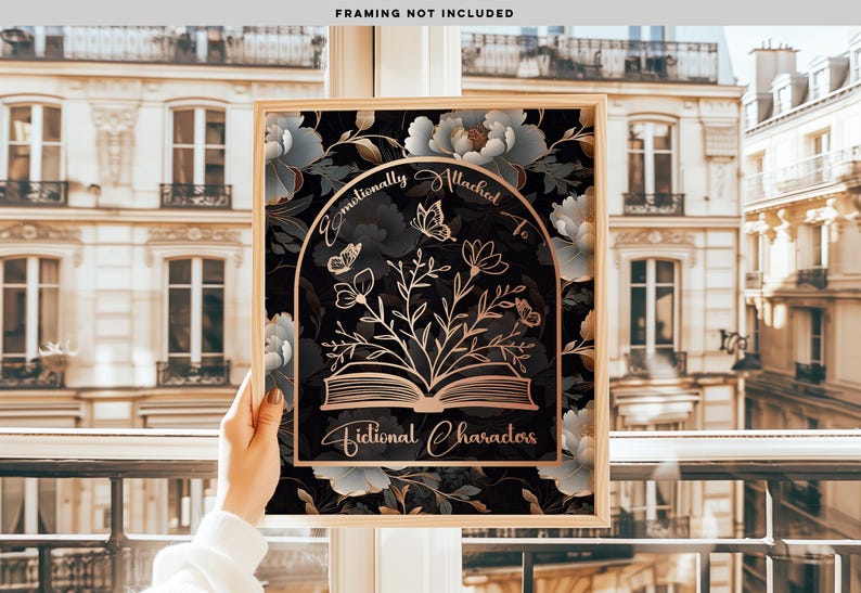 Gold Foil Fictional Characters Print: Gothic Floral Wall Art