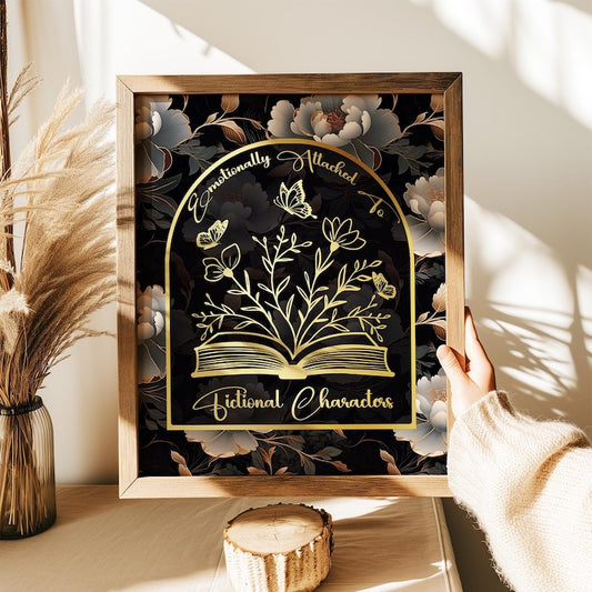 Gold Foil Fictional Characters Print: Gothic Floral Wall Art