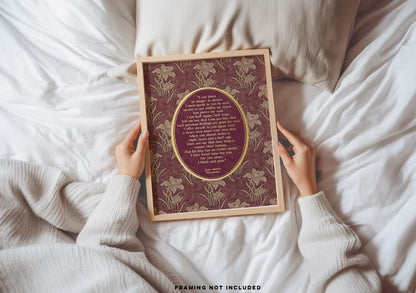 Jane Austen Persuasion Print: Captain Wentworth Love Letter, Gold Foil, William Morris Floral
