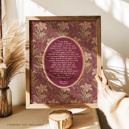 Jane Austen Persuasion Print: Captain Wentworth Love Letter, Gold Foil, William Morris Floral