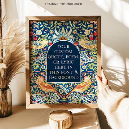 Custom Gold Foil William Morris Print: Personalized Quote Art