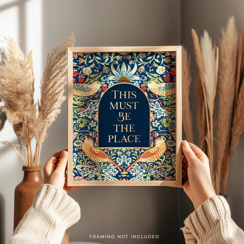 Gold Foil 'This Must Be The Place' Print - William Morris Strawberry Thief