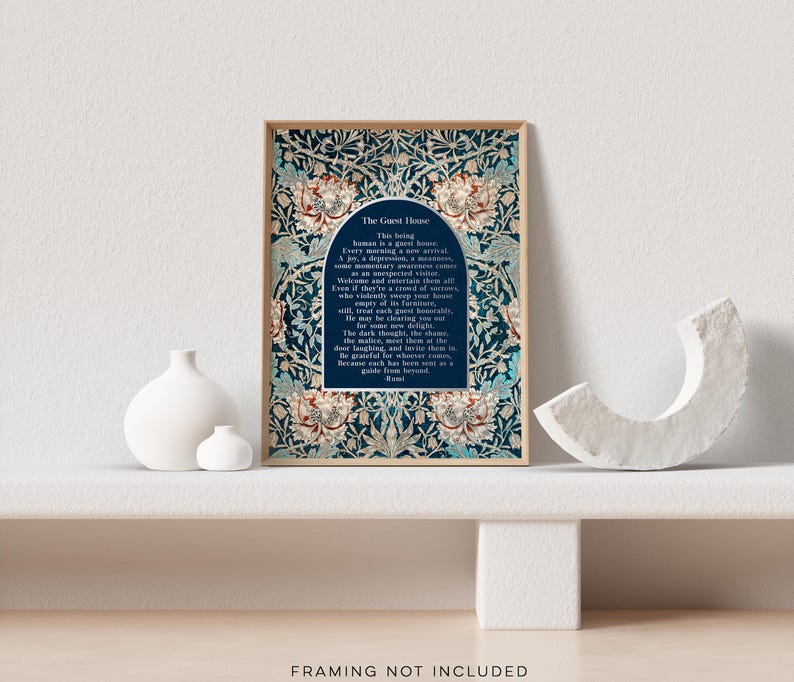 Rumi The Guest House - Gold Foil Print - Mindfulness Gift - William Morris Art