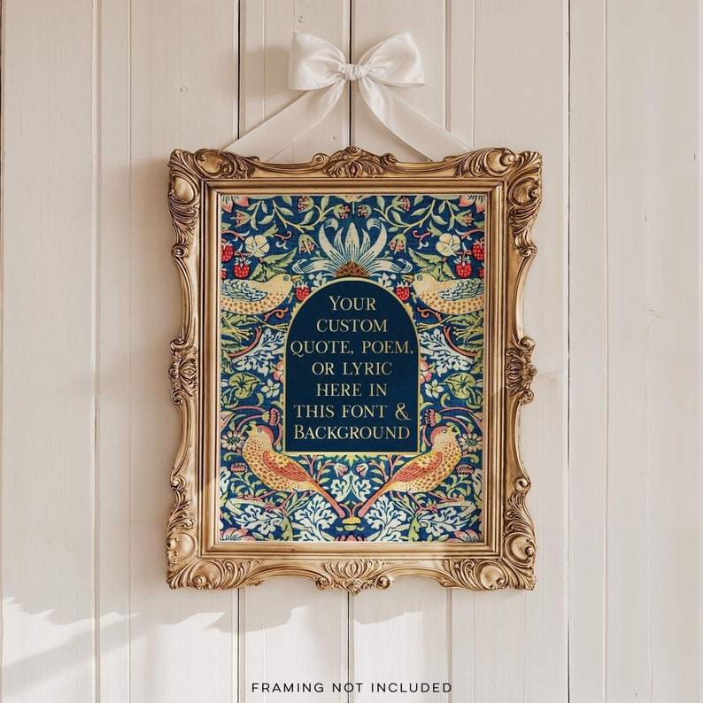 Custom Gold Foil William Morris Print: Personalized Quote Art