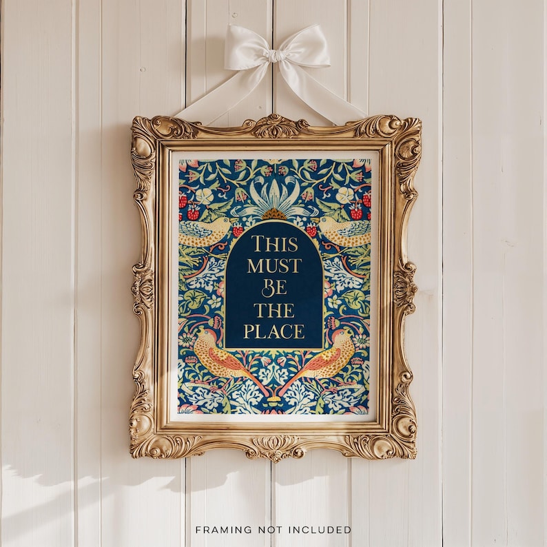 Gold Foil 'This Must Be The Place' Print - William Morris Strawberry Thief