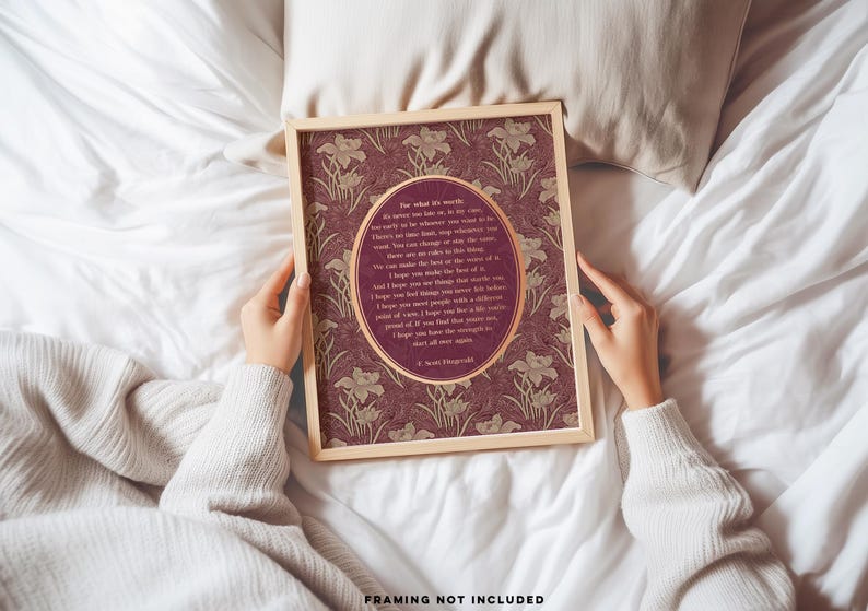 For What its Worth - F Scott Fitzgerald Quote - Coquette Decor for Home or Apartment - Gold Foil Print - Literary Quote - 8.5x11 inch