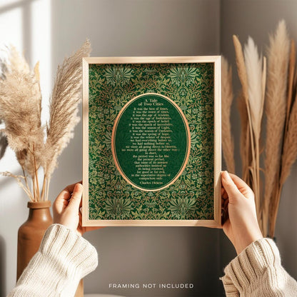 Charles Dickens 'A Tale of Two Cities' Gold Foil Print - William Morris Flower Garden
