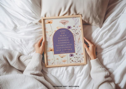 Gold Foil Fruit Of The Spirit Print: Christian Scripture, Wildflower Art