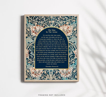 The Man in the Arena Gold Foil Print: Theodore Roosevelt Speech, William Morris Art