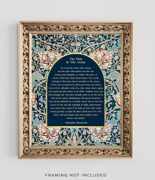 The Man in the Arena Gold Foil Print: Theodore Roosevelt Speech, William Morris Art