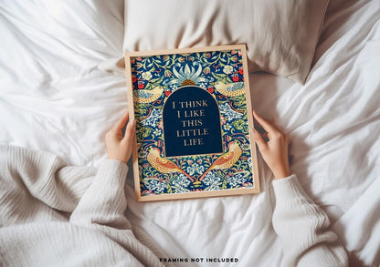 This Little Life Wall Art, Gold Foil Print, Aesthetic Apartment, William Morris Wall Art, Strawberry Thief, Retro Quote Print