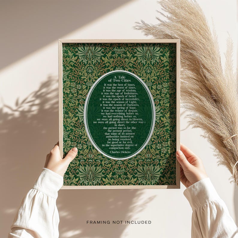 Charles Dickens 'A Tale of Two Cities' Gold Foil Print - William Morris Flower Garden