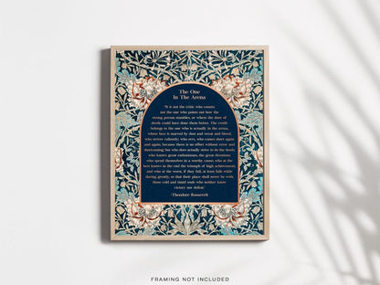 The One in the Arena Gold Foil Print: Theodore Roosevelt Speech, William Morris Art
