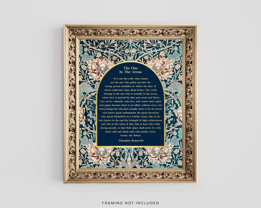 The One in the Arena Gold Foil Print: Theodore Roosevelt Speech, William Morris Art