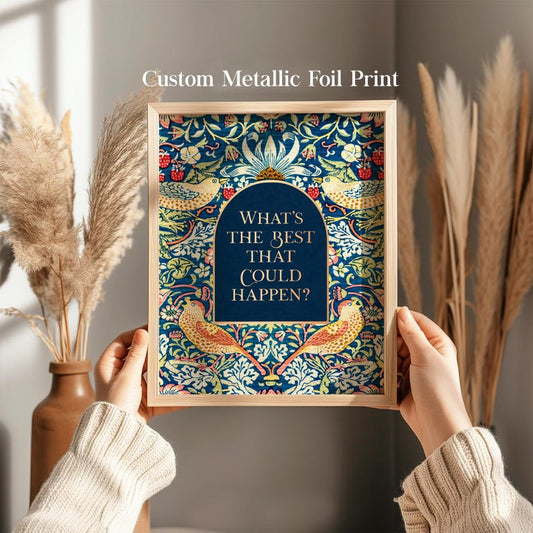 Custom Gold Foil William Morris Print: Personalized Quote Art