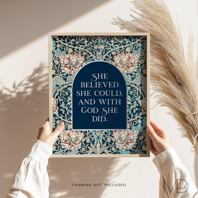 Gold Foil Christian Wall Art Print: William Morris Pattern