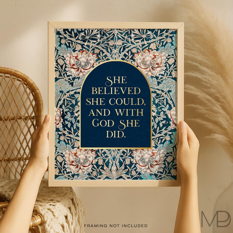 Gold Foil Christian Wall Art Print: William Morris Pattern