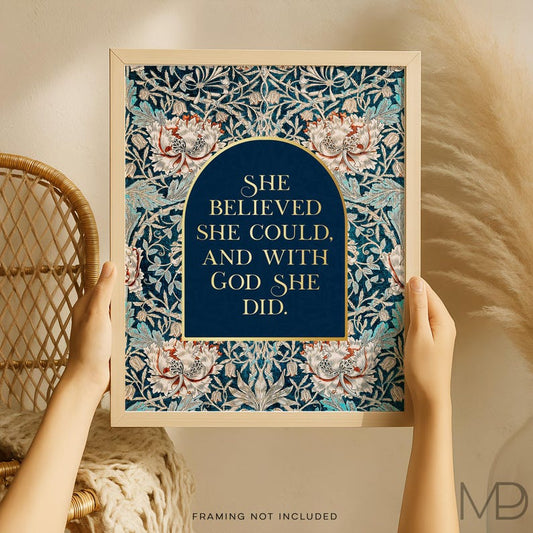 Gold Foil Christian Wall Art Print: William Morris Pattern