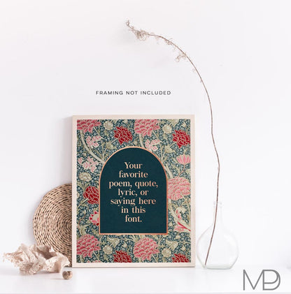Custom Gold Foil William Morris Print: Personalized Quote Art
