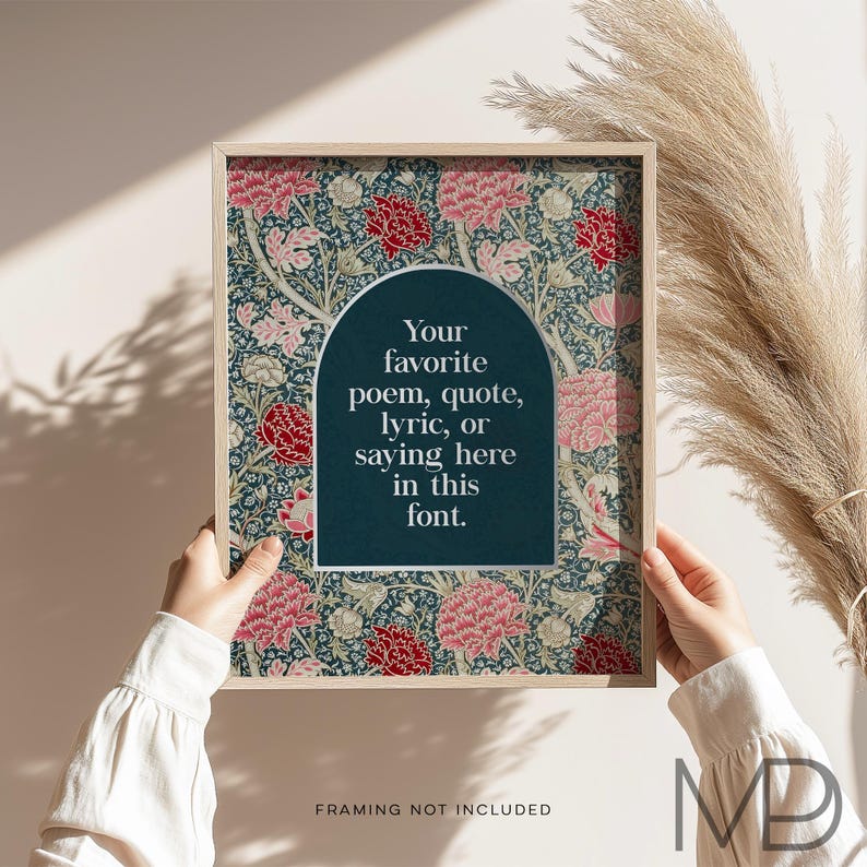 Custom Gold Foil William Morris Print: Personalized Quote Art