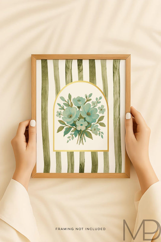 Southern Floral Arch Print: Gold Foil Grandmillennial Wall Art